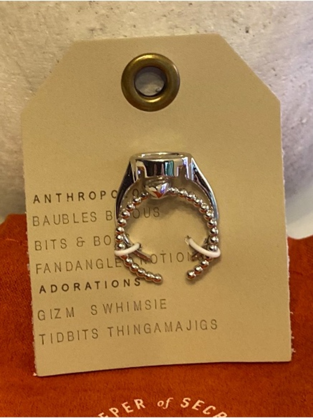 NWT Anthropologie Silver Tone Orbital Ring and Beaded Ring - Adjustable